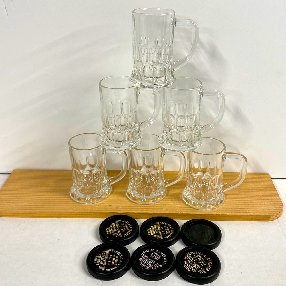 Set of 6 Very Small Glass Beer Mugs. Made in France